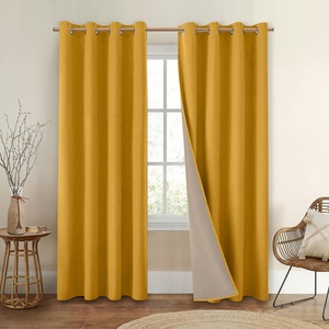 Màn Linen rèm cửa cho phòng khách đầy đủ màu đen cách nhiệt Grommet cửa sổ màn lót phong cách Mỹ tất cả các mùa ngọn lửa - Product Image 1