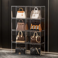 Boîte de présentation transparente pour sacs à main, boîtes de présentation pour sacs à main et cadeaux, bacs et boîtes de rangement en plastique avec porte magnétique