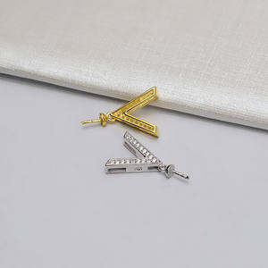 Support de pendentif en argent S925 en forme de V, simple, avec perle, accessoire de bricolage pour femmes, grand pendentif vide, composant de bijoux - Product Image 2