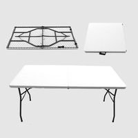 Offre Spéciale – Table Pliante Rectangulaire Moderne et Légère en Plastique HDPE Blanc pour Traiteur, Banquet, Pique-nique, Hôtel et Hôpital (Utilisation Intérieure/Extérieure)