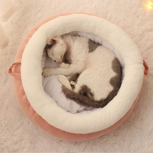 Lit rond pour chat, panier de couchage Super doux, pour dormir, petit tapis, de maison, accessoires pour produits des animaux de compagnie, en solde, hiver - Product Image 3