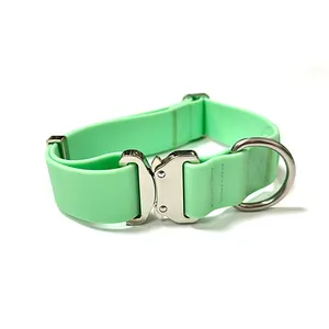 Collier de chien tactique Biothane en PVC souple imperméable réglable robuste