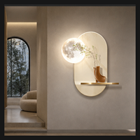 Décoration murale paysagère illuminée avec étagère intégrée pour salon, entrée, hall d'hôtel – Accent d'intérieur contemporain
