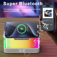 Nieuwe Producten 2024 Blue Tooth Speakers Rgb Draadloze Oplader 5 In 1 Draadloos Oplaadstation Met Wekker