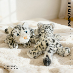 100 pièces, faible MOQ, haute qualité, animaux sauvages réalistes, léopard des neiges, jouets en peluche - Product Image 4