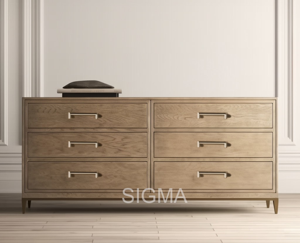 High Quality Teakwood handmade home indoor Furniture bedroom Modern style Unit Cabinet 6-Drawer Bedside Table