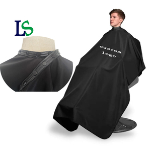 Mantella da Barbiere Professionale <span class=keywords><strong>Unisex</strong></span> con Bottoni a Pressione Regolabili, Logo Personalizzabile, Nera, per Salone di Bellezza e Parrucchiere - Product Image 1