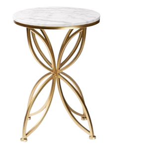 Mesa de centro con patas de latón geométricas modernas con forma de flor superior de mármol decoración del hogar para sala de estar y comedor Material de Metal duradero - Product Image 2