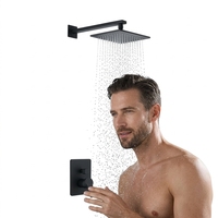 Ensemble de douche pluie encastré en cuivre chromé au design moderne, vente en gros d'usine, pommeau de douche carré, usage hospitalier, qualité hôtelière supérieure