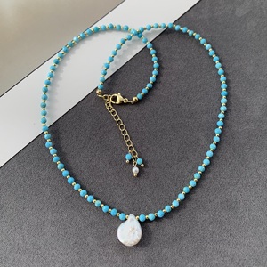 BD-B9242 Bellissima Collana di Perle Turchesi per l'Estate, Collana con Ciondolo di Perla Barocca, Elegante Collana in Pietra Naturale come Regalo - Product Image 2
