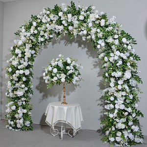 A-FSA009 Arche de mariage en gros avec fleurs, arrangement floral carré, décoration d'arche de fleurs en roses de soie - Product Image 5