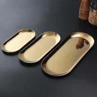 Plateau décoratif en acier inoxydable doré et argenté pour la salle de bain, présentoir à bijoux, plateau d'évier de cuisine pour distributeurs de savon