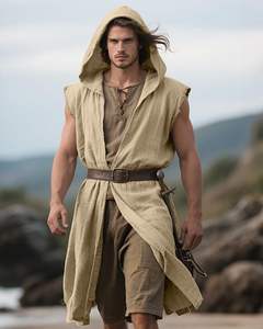 Surchemise médiévale à capuche pour homme, tabard de la Renaissance, tunique sans manches, cape, costume de Viking, Halloween, cosplay d'assassin - Product Image 6