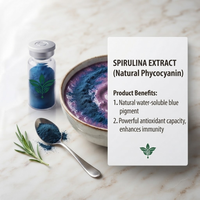 Extrait de spiruline Esurey, phycocyanine naturelle, poudre de spiruline bleue, pigment soluble dans l'eau pour les aliments et les boissons