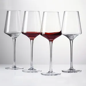 Copas de vino de cristal transparente Retro de lujo con logotipo personalizado con tallo para beber vino Cabernet rojo blanco como regalos