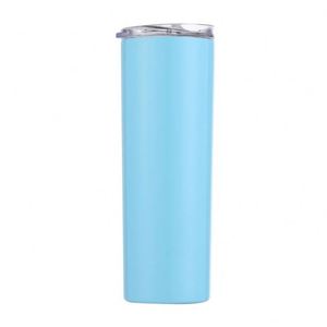 Sublimation Skinny Tumbler 12oz 15oz 20oz 30oz White Stainless Steel Straight Blank with Lid <b>Metal</b> <b>Straw</b> - Product Image 3