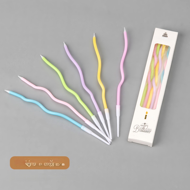 Bougies courbes de couleurs mélangées, coffret de 10