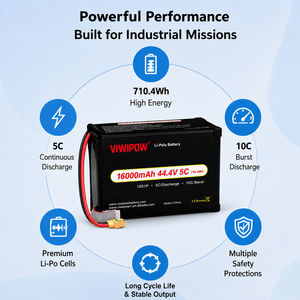 Batterie de drone intelligente haute capacité 285Wh/Kg 44.4V 16000mAh 5C pour photographie aérienne UAV, connecteur personnalisé OEM - Product Image 4