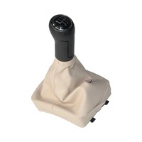 Palanca de cambio de marchas de 5 velocidades con tapa negra, cubierta de cuero antipolvo Beige, perilla de cambio de marchas de coche para VW Polo 9N2/9N3