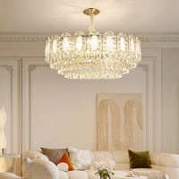 Lustre en cristal à LED classique de luxe en or pour le salon, la chambre à coucher, le restaurant, la villa et l'hôtel.