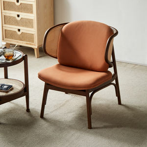 Nordic kayu padat alami bingkai rotan kursi tenun faucet En Rotin untuk ruang tamu ruang ganti meja rias kursi aksen - Product Image 4