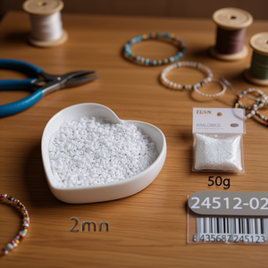 Perline Abalorios 2mm Bianche 50g Per Creazione di Gioielli - Product Image 2