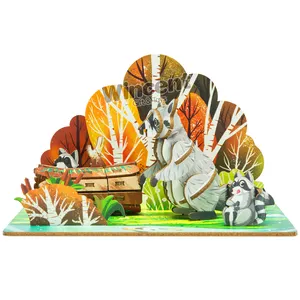 Creativity Postcards Puzzles Small Wood Animal Wholesale Wooden Puzzle Gift For Kids And Adults Toys