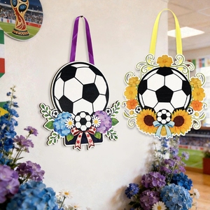 Plaque murale en bois en forme de ballon de football avec ruban, décoration murale sur le thème du sport, idée cadeau pour les fans - Product Image 6