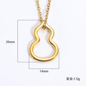 Français ins niche simple chanceux Fu Lu creux <span class=keywords><strong>gourde</strong></span> collier femme pendentif titane <span class=keywords><strong>acier</strong></span> 18K collier en or - Product Image 4