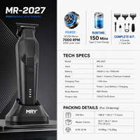 Cortadora de Pelo Profesional MRY de 7000 RPM con Cuchilla de Cerámica de Titanio, Recortadora Inalámbrica para Barbería, Máquina de Corte de Pelo Plug & Play para Hombres