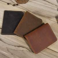 Portefeuille fin vintage en cuir véritable pleine fleur pour cartes de crédit et cadeau élégant pour garçons d'honneur ou petit ami