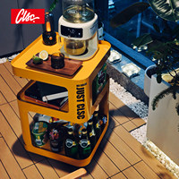 Table basse compacte et mobile en fer forgé avec rangement pour aliments et boissons, design moderne et minimaliste pour balcon