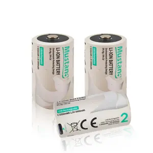Baterai Lithium usb tipe-c, baterai lithium usb tipe-c isi ulang, ukuran 1.5V c 3000mAh untuk perangkat rumah