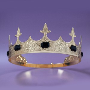 <span class=keywords><strong>Couronne</strong></span> ronde royale pour hommes <span class=keywords><strong>Couronne</strong></span> du <span class=keywords><strong>prince</strong></span> Diadème Lion Aigle Charme Boule d'anniversaire Fête Accessoires de cheveux décorés - Product Image 2