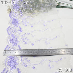 Fabricants de dentelle, dentelle en <span class=keywords><strong>filet</strong></span> blanc de 25 cm, fleurs bicolores violettes, dentelle brodée, bordure de dentelle, lot en stock pour accessoires vestimentaires - Product Image 3