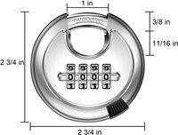 Serrure à disque massif SS, 10 pièces, robuste, Anti-vol, en acier inoxydable, disque de 70mm, avec code