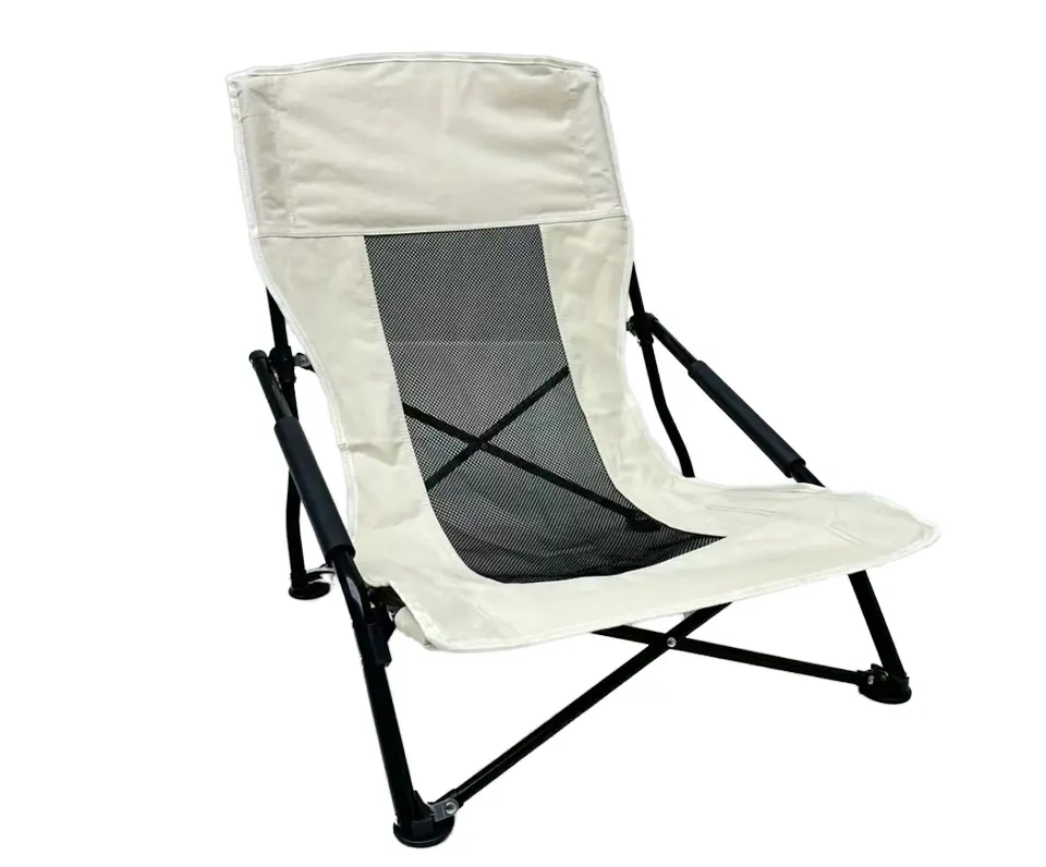 Cadeira de praia dobrável para acampamento ao ar livre, cadeira de praia com pernas cruzadas e sentado de alta qualidade