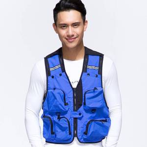 Chaleco de Pesca Multibolsillos Impermeable para Fotografía al Aire Libre, Ropa de Trabajo, Beige, Gris, Rojo, Azul, Naranja, Fibra de Poliéster Delgada SY025 - Product Image 3