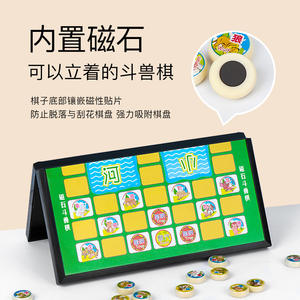 <span class=keywords><strong>Jeu</strong></span> d'échecs animalier pour élèves du primaire, plateau magnétique en plastique, jeux éducatifs pour enfants, grande taille, dames pliantes volantes - Product Image 2