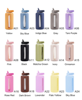 Gobelet en verre moderne et minimaliste de 800 ml avec paille, couvercle, échelle de mesure, manchon en silicone portable résistant à la chaleur, couleur unie, unisexe