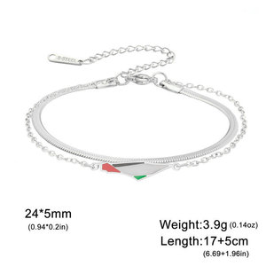 ขายส่งกำไลข้อมือแฟชั่นสแตนเลส 316L ชุบทอง 14k 18k ลายแผนที่ปาเลสไตน์ กำไลปรับขนาดได้สำหรับผู้หญิง - Product Image 6