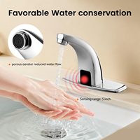 Robinet de lavabo de salle de bain contemporain en laiton avec capteur de mouvement automatique, sans contact, à poignée unique, 1 trou