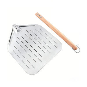 Outils de pâtisserie pour la cuisine : Spatule à pizza <span class=keywords><strong>creuse</strong></span> en acier inoxydable avec manche en bois pour four à pizza - Product Image 3