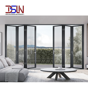 Porte coulissante accordéon en aluminium lourd avec verre, système de pliage moderne, insonorisée et à rupture de pont thermique pour patio - Product Image 1