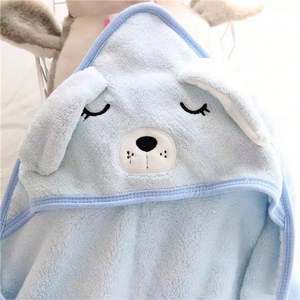 <b>Newborn</b> Eco-Friendly Swaddling Bath Towel Flannel Material Hooded Baby <b>Blanket</b> with Adorable Animal Cartoon Print for Hotels - Product Image 6