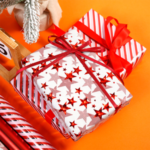 Wholesale 80g <b>Christmas</b> Stars and Stripes Kraft <b>Paper</b> Tissue 43*300cm Gift Luxury Custom Packaging <b>Wrapping</b> <b>Paper</b> <b>Roll</b> - Product Image 2