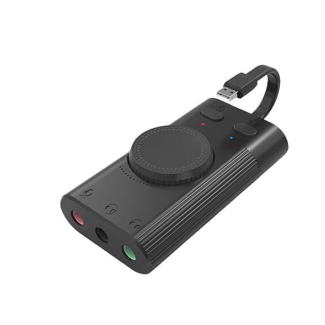 USB Sound Card Headset with Stereo Mic Speaker 3.5mm Jack Cable Adapter Mute Switch and Volume Adjustment-External Audio