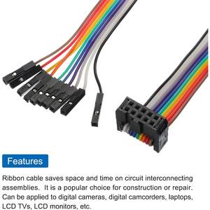 Câble plat arc-en-ciel Meccanixity 10 broches, pas de 2,54 mm, FC femelle vers fils de liaison 10 broches pour électronique sur breadboard - Product Image 2