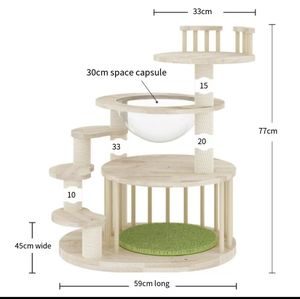 Трехзональная трехмерная вилла для кошек, каркас для скалолазания из массива дерева, небольшая Вертикальная платформа для прыжков - Product Image 6