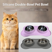 Gamelle double pliable en silicone de qualité alimentaire pour animaux de compagnie – Dispositif portable pour l'alimentation et l'hydratation des chats et chiens – Gamelles pliables pour animaux de compagnie